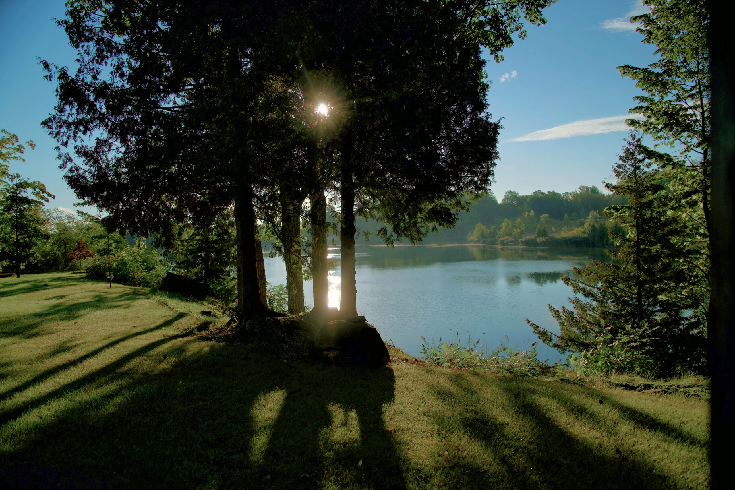 Sunrise over a lake.